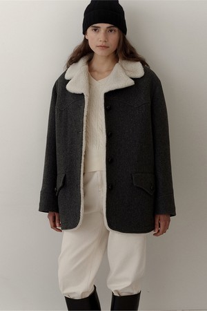 wool western half coat (grey)