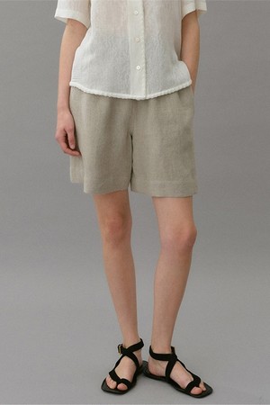 linen banding bermuda pants (natural beige)