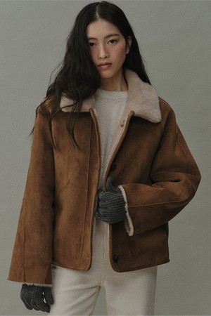 [블랭크03] wool shearing reversible short coat (beige)