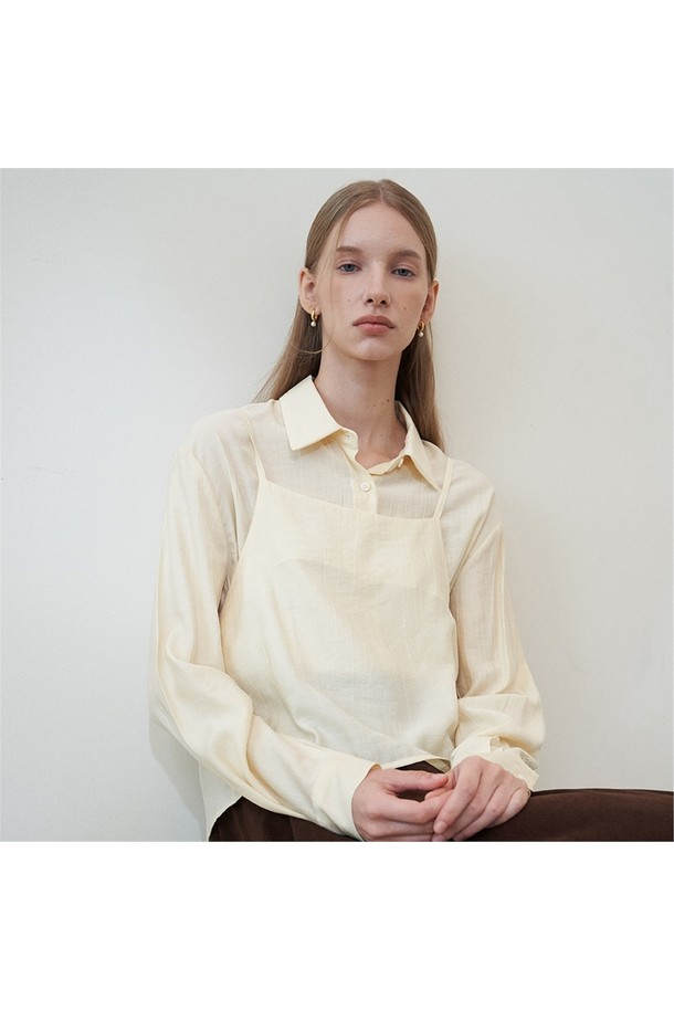 flove - 블라우스 - LAYERING PAGE BLOUSE (YE)