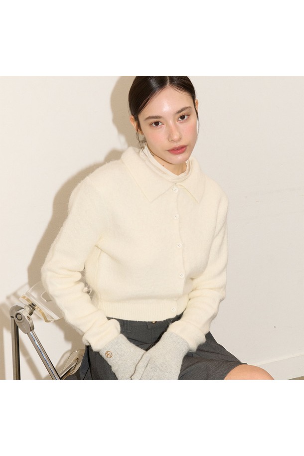 flove - 가디건 - ANGORA CROP KNIT CARDIGAN_IV