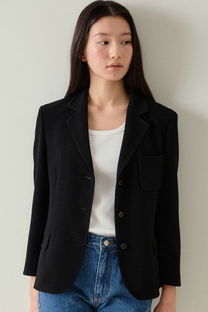 retro black single jacket [Japanese fabric] (black)