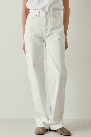 straight denim pants (white)