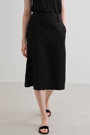 linen midi skirt (black)