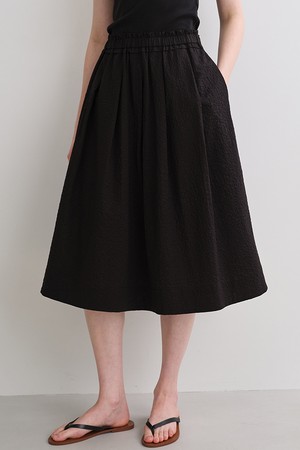 bubble seersucker banding skirt (black)