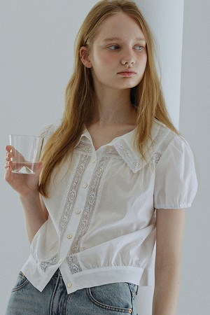vintage cotton lace blouse (white)