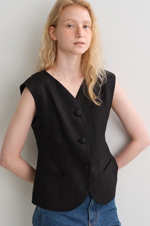 linen structured jacket (black)