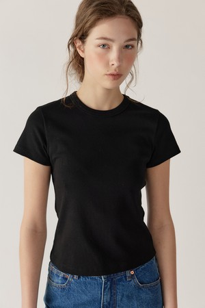 cotton ribbed basic t-shirt (3colors)