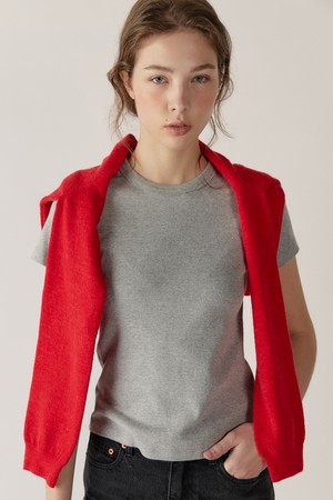 cotton ribbed basic t-shirt (3colors)