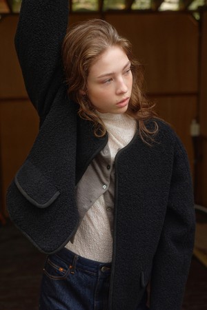 wool boucle jacket [Italian fabric] (black)