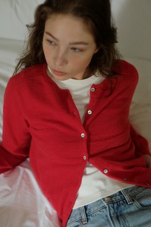 baby alpaca cardigan (red)