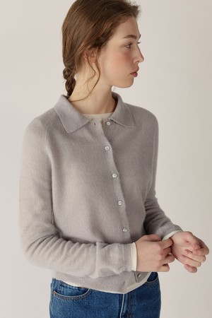 baby alpaca collar cardigan (light grey)