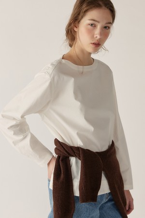 cotton boat-neck shirt (off white)