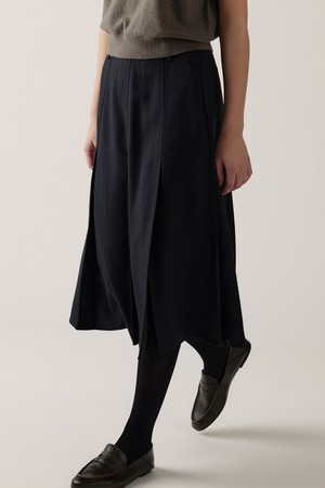 wool pleats skirt (deep navy)