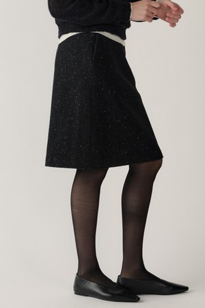 wool tweed midi skirt (black)