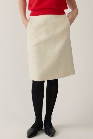wool tweed midi skirt (ivory)