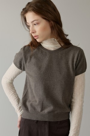 baby alpaca half sleeve pullover (melange grey)
