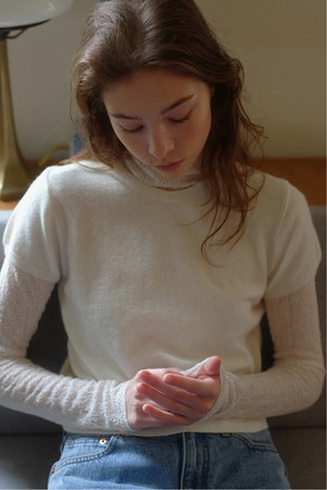 baby alpaca half sleeve pullover (ivory)