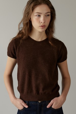 baby alpaca half sleeve pullover (brown)