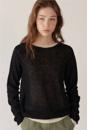 alpaca sheer pullover (black)