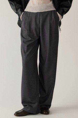 wool tuck curved pants (melange grey)