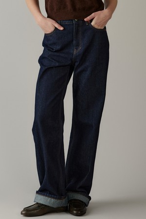 roll up loose fit jeans (indigo)