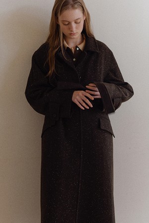 wool nep belted long coat (brown)