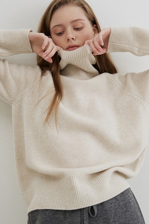 cashmere blended turtleneck (fade oatmeal)