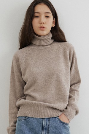 cashmere blended turtleneck (melange beige)