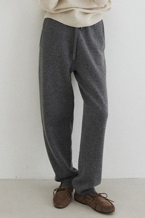 double weaving knit jogger pants (melange grey)