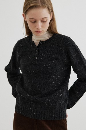 wool nep button pullover (charcoal)