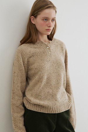wool nep button pullover (light beige)