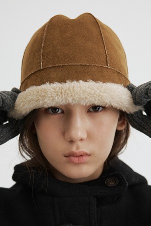 wool shearing reversible bucket hat (beige)