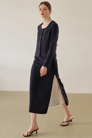 EDIT U-NECK JACKET_NA ELEGANCE SKIRT SET UP_NA