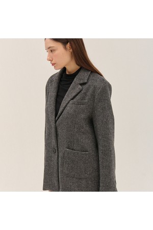 HERRINGBONE WOOL JACKET_BK