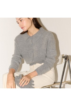 ANGORA CROP KNIT CARDIGAN_GR