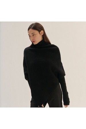 HIGH NECK KNIT CAPE_BK