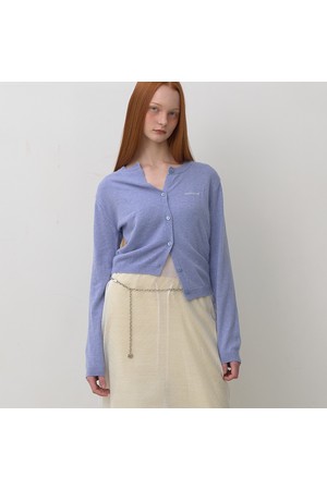 브로 로고 울 캐시미어 블렌드 자수 가디건_스카이블루