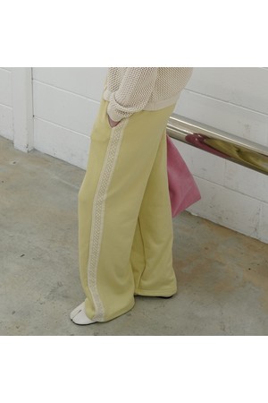 오아시스 레이스 밴딩 팬츠_레몬