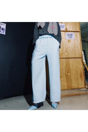 울 부클 트위드 밴딩 팬츠