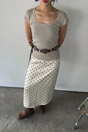 폴카 도트 밴딩 스커트_아이보리