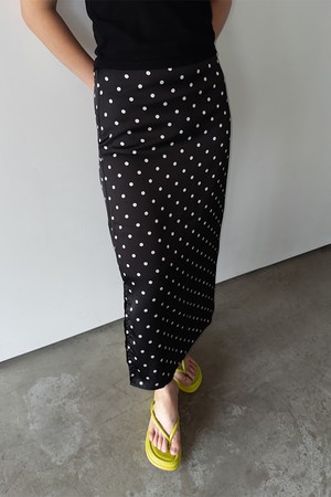 폴카 도트 밴딩 스커트_블랙