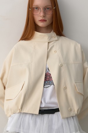 네스트 스트링 크롭 자켓_크림