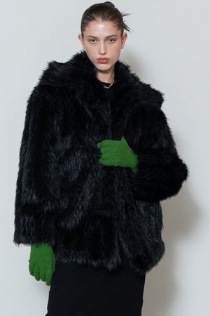 에코 퍼 넥라인 후크 4버튼 자켓