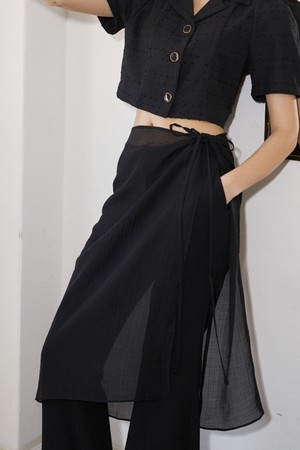 SHEERING WRAP SKIRT (BK)