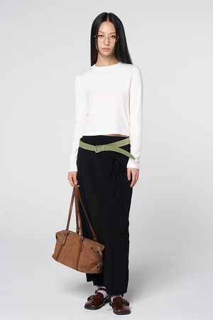 텐셀 울 블렌드 소프트 골지 크롭 티셔츠