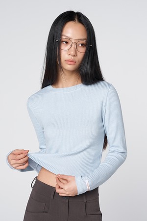 텐셀 울 블렌드 소프트 골지 크롭 티셔츠