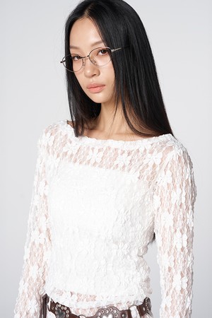 시스루 레이스 셔링 탑