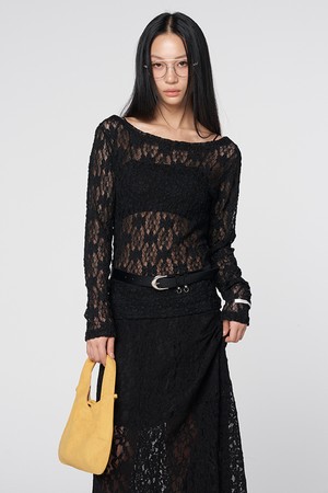 시스루 레이스 셔링 탑