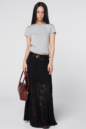 시스루 레이스 롱 스커트